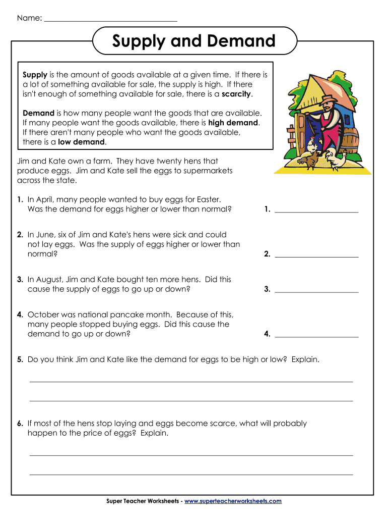 Demand And Supply Worksheet Worksheet For 11Th 12Th Grade Lesson Planet