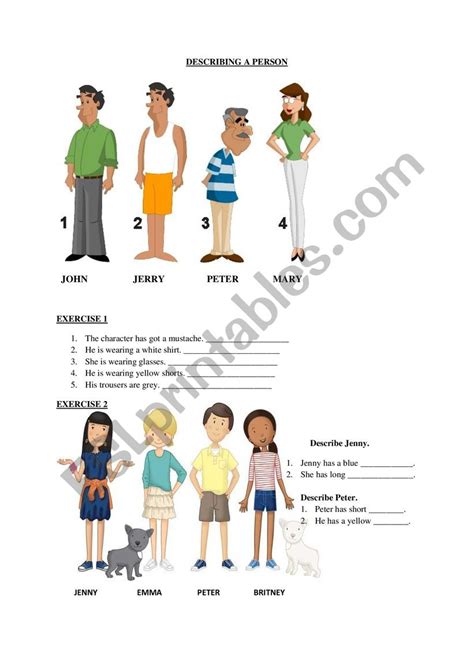 Describing A Person Esl Worksheet By Irencht