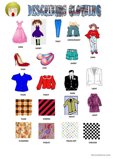 Describing Clothes Worksheet Pdf