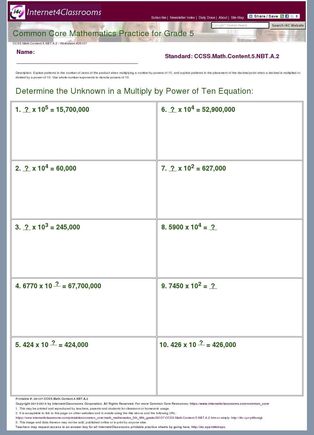 Description Download Worksheet 3401 Ccss Math Content 2 Nbt B 5