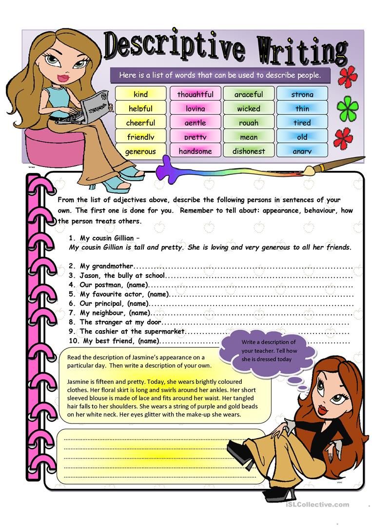 Descriptive Writing Worksheets Writing Worksheets