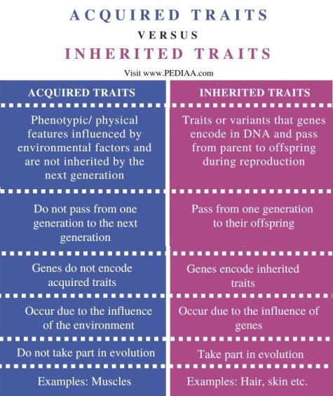 Difference Btw Acquired And Inherited Traits