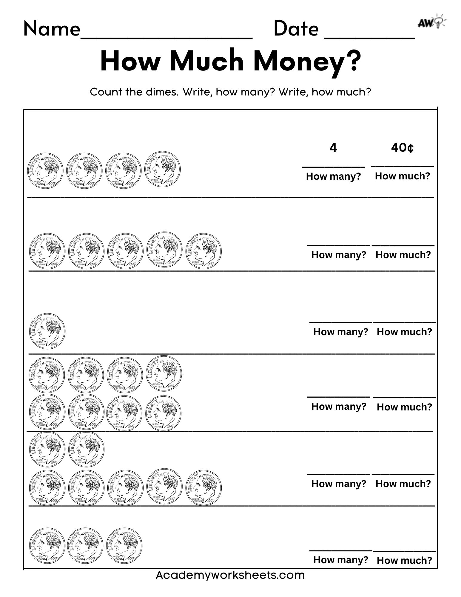 Dimes and Pennies Worksheets for Kids: Fun Learning