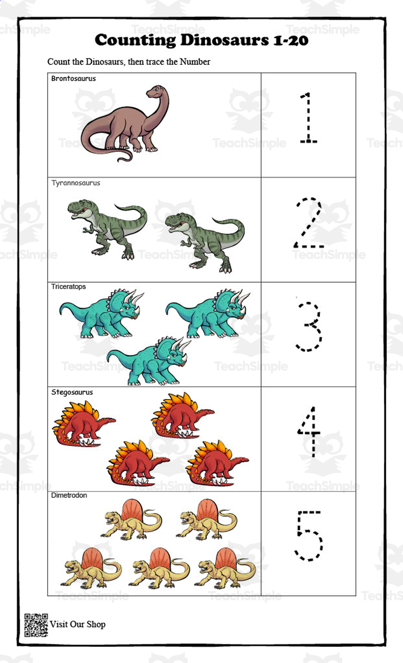 Dinosaur Counting Activity Wordunited Infant Lesson Plans Counting