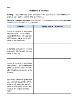 Discount And Markup Worksheet Digital By The Distracted Teacher