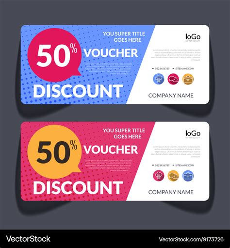 Discount Voucher Design Template With Colorful Vector Image