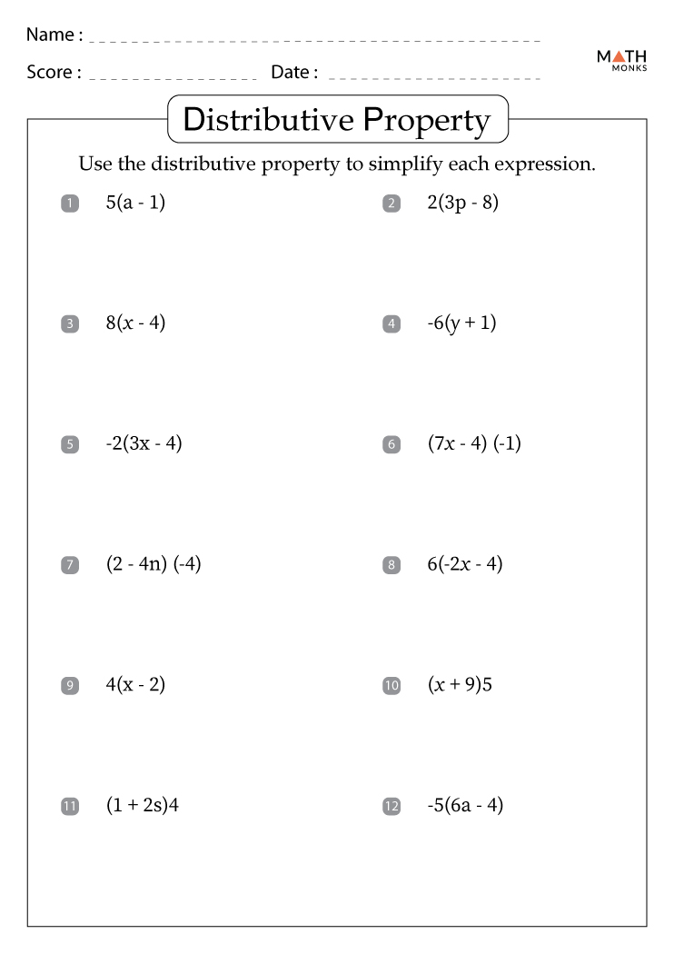 Distributive Property Expanding Worksheets Pdf 7 Ee A 1 7Th Grade Math