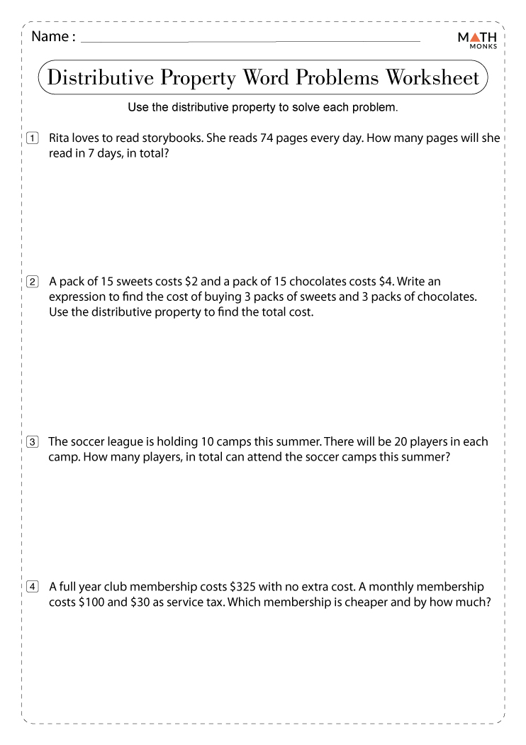 Distributive Property Word Problems Worksheet Property Lwm