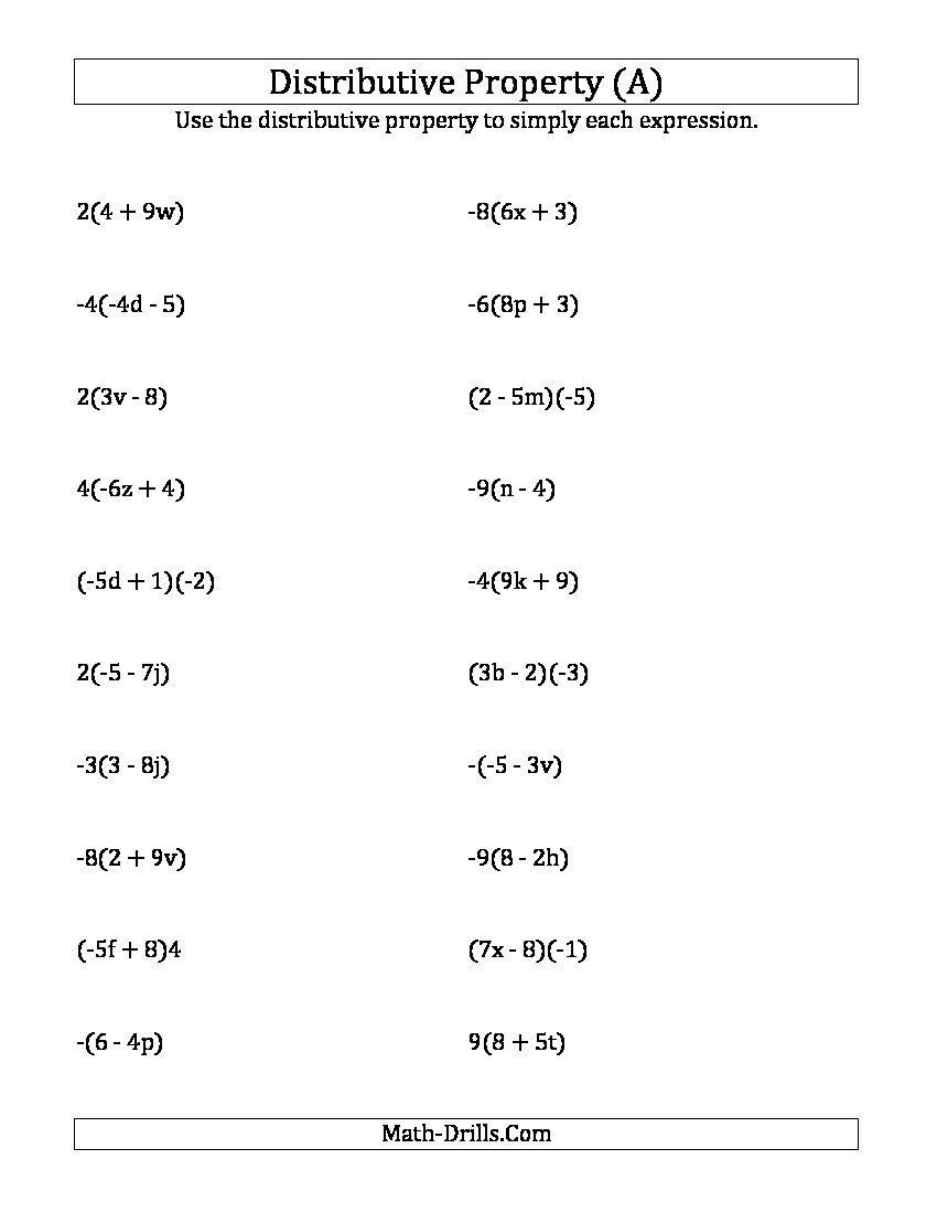 Distributive Property Worksheets 6Th Grade Worksheets Master