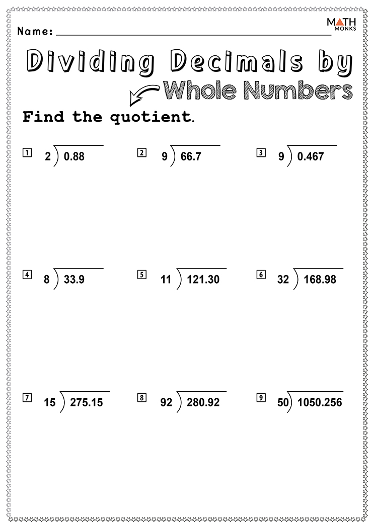 Master Division: Divide by Decimals Worksheet Guide