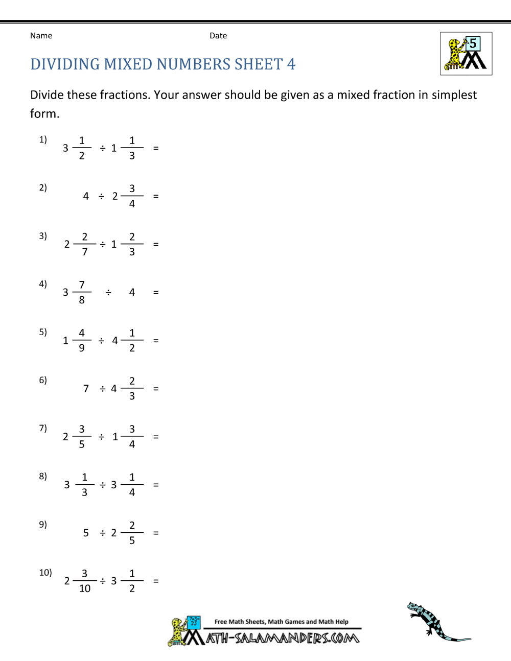 7 Tips for Mastering Mixed Numbers Division Worksheet