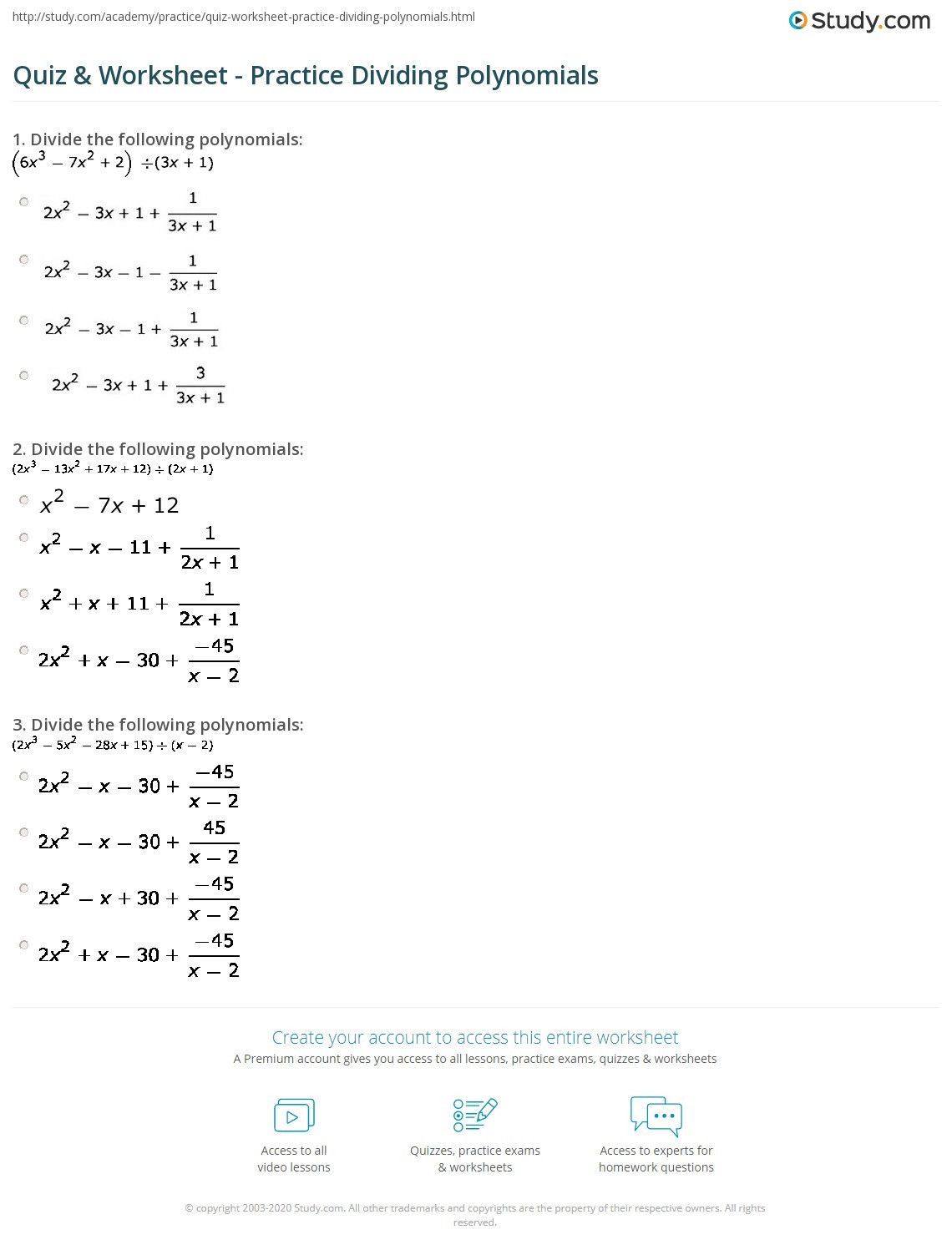 Dividing Polynomials Worksheet Db Excel Com