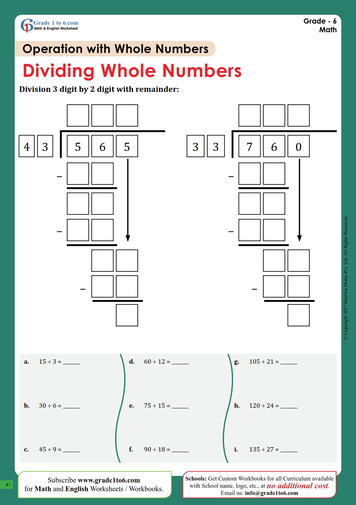 Free Dividing Whole Numbers Worksheets: Easy Download!