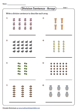 Division Array Model Worksheets