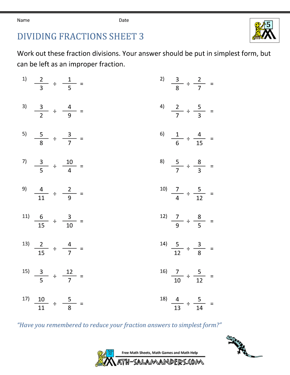 Mastering Division of Fractions: Free Worksheet Included