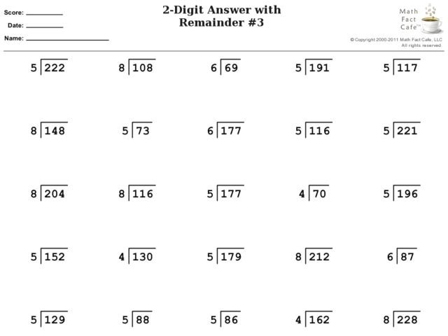 Division With Remainders Worksheet Grade 4 Printable Word Searches