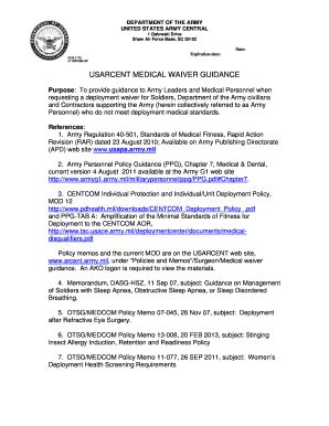 Dod Usarcent Medical Waiver Guidance 2018 2024 Fill And Sign