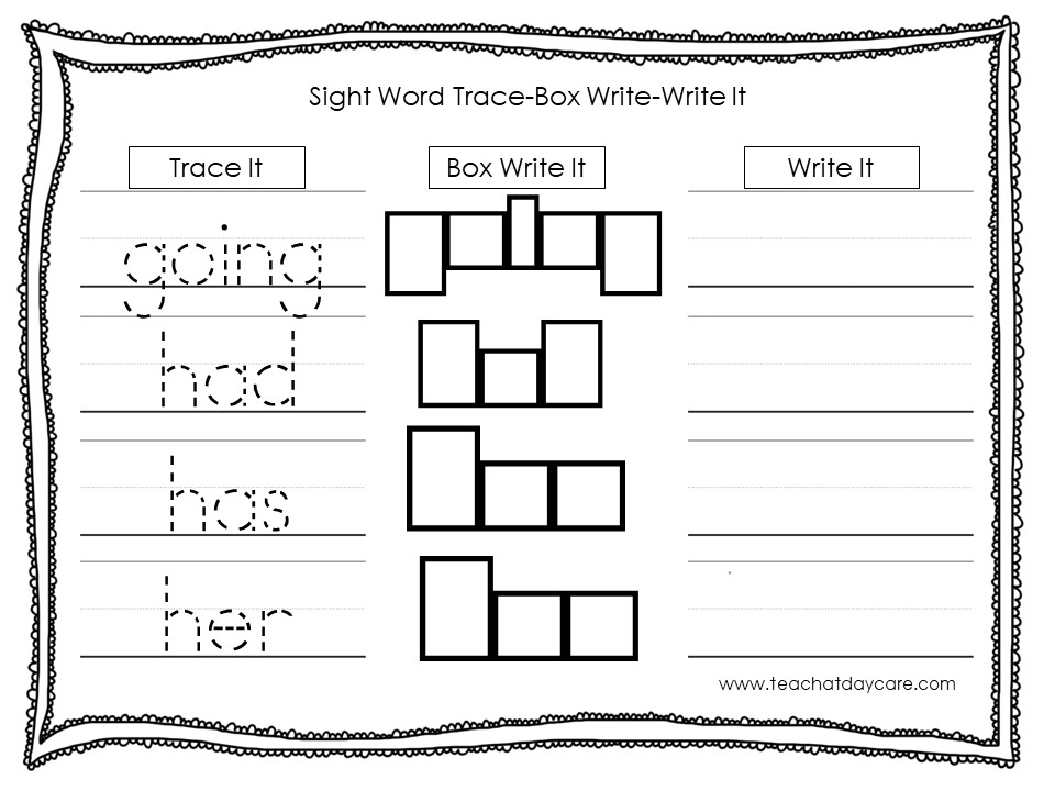 Dolch 1St Grade Trace Box Write Write Worksheets Preschool 1St Grade Worksheets Library