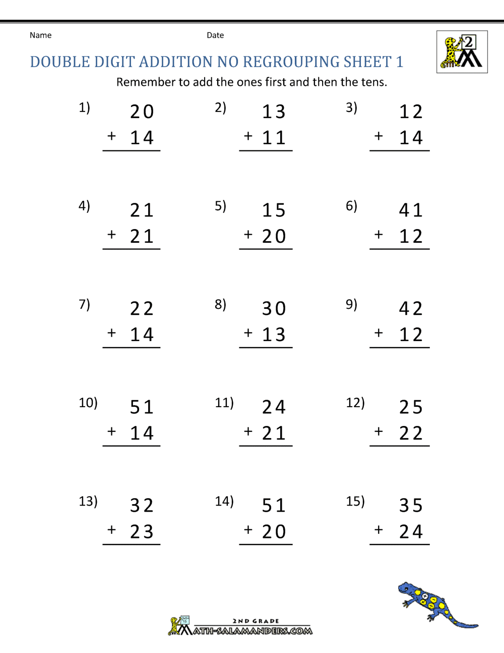 Double Digit Addition Made Easy: No Regrouping Worksheets