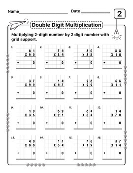 Double Digit Multiplication 2 Digit By 2 Digit 4Th Grade Math