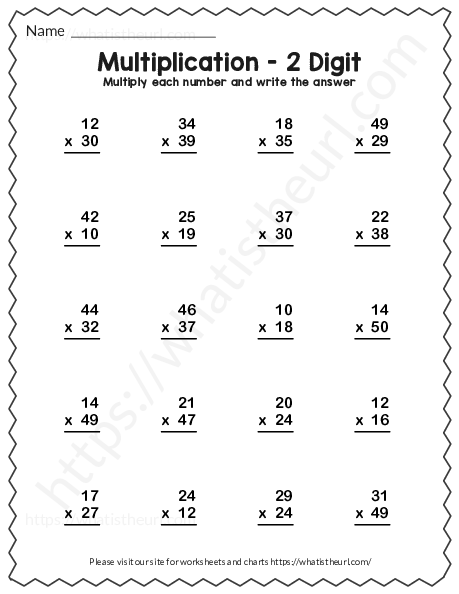 Double Digit Multiplication Worksheet With Answer Key Exercise 18