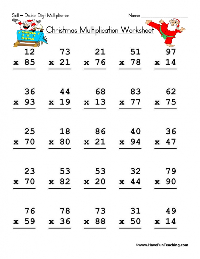 Double Digit Multiplication Worksheets 4Th Grade Math Multiplication