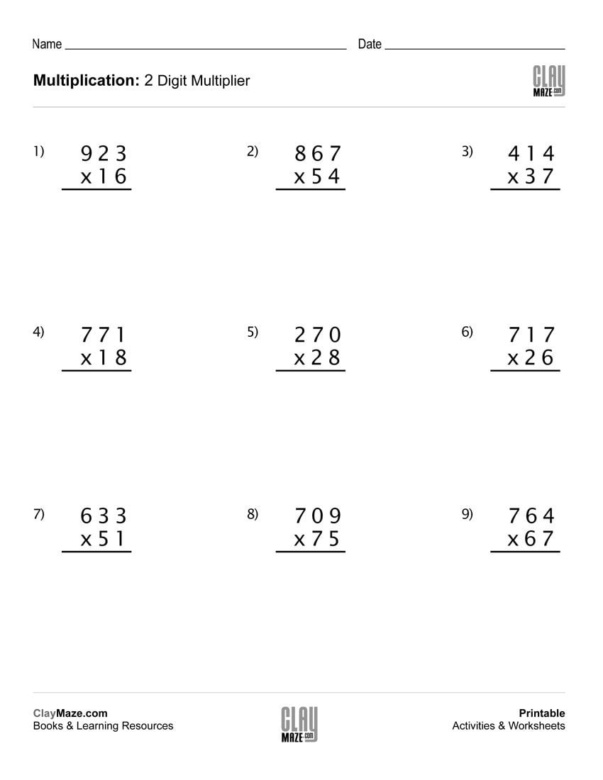 Double Digit Multiplication Worksheets Grade 6 Jack Cook S