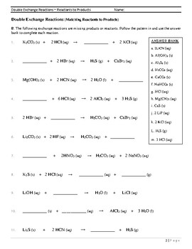 Double Replacement Reactions Patterns Worksheet 2023 By Chempro