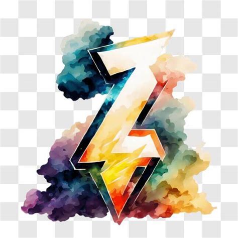 Download Colorful Letter Z Painting With Lightning And Clouds Pngs Online Creative Fabrica