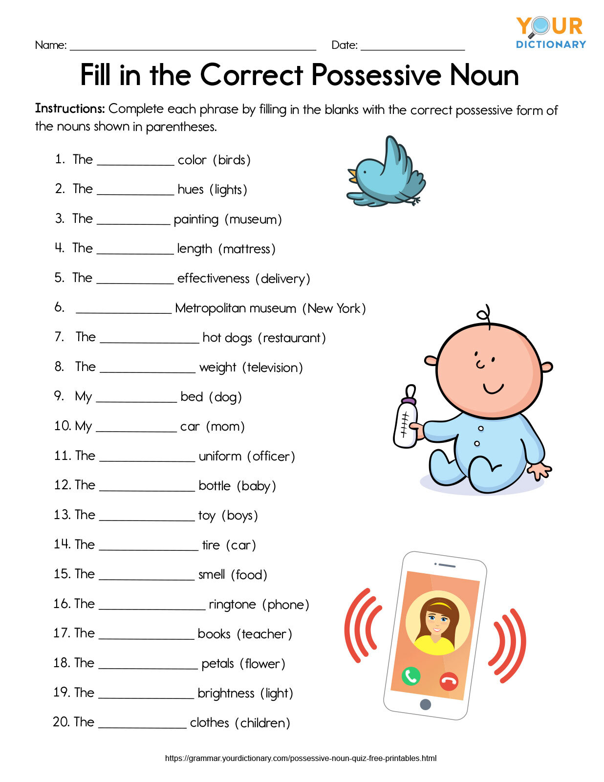 Download Free Possessive Noun Worksheets For 3Rd Grade