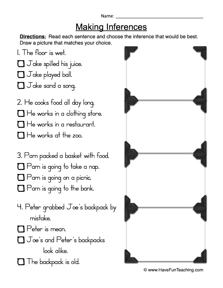 Drawing Conclusions and Making Inferences: Fun Worksheets