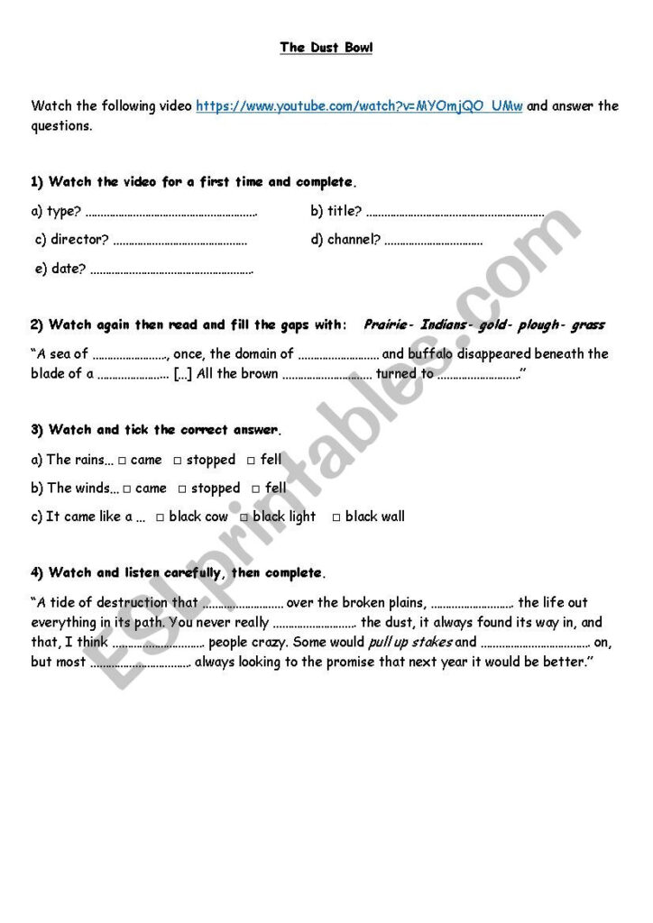 Dust Bowl Worksheet 1 Pdf Name Date Geography Application Movement