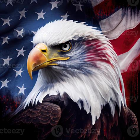 Eagle And Usa Flag National Poster American Bald Eagle A Symbol Of America With Flag Bald