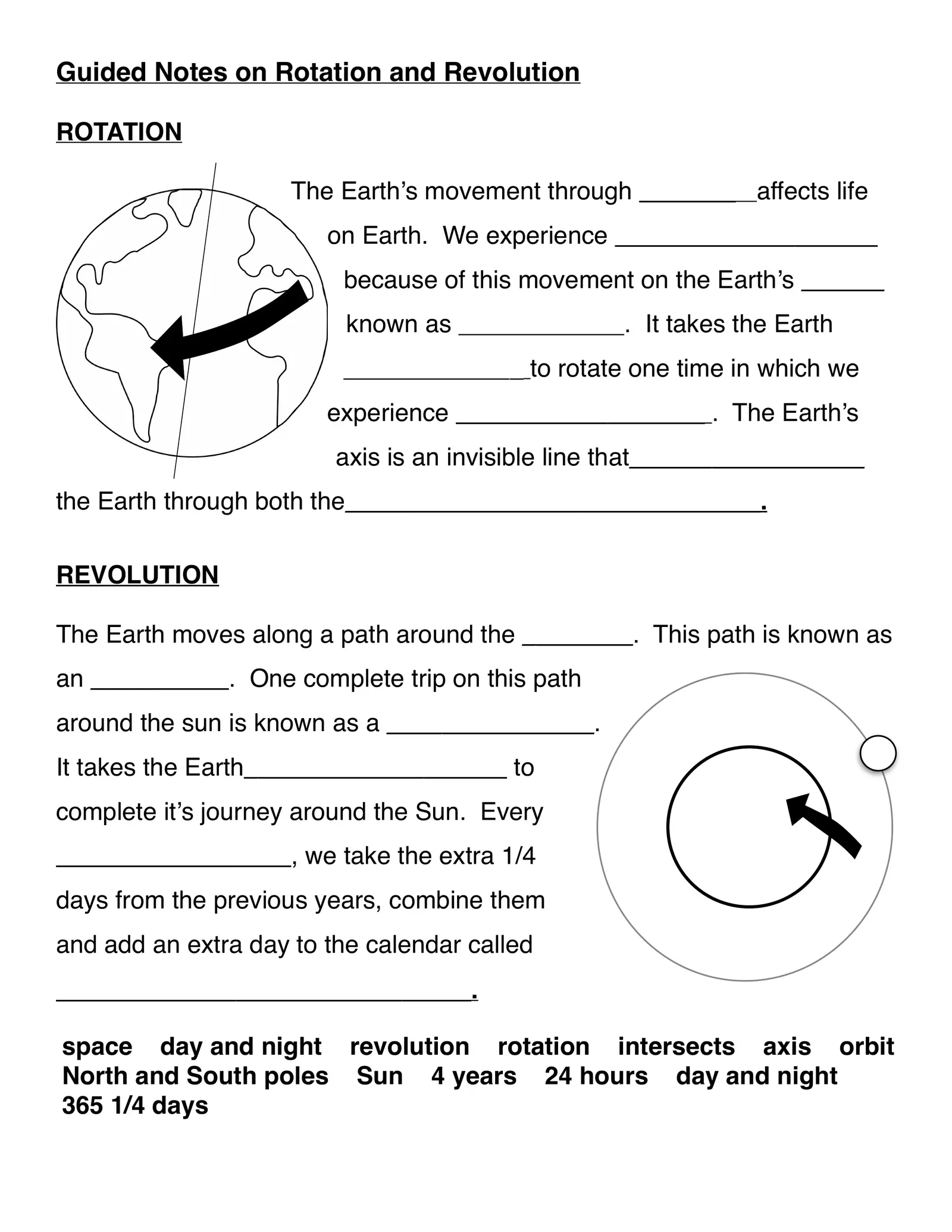 Earth S Rotation And Revolution Worksheet