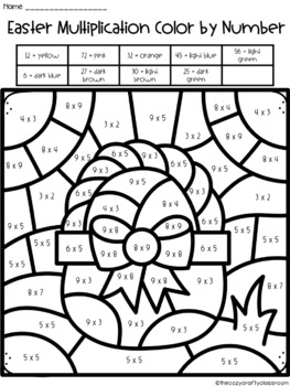 Easter Multiplication And Division Color By Number Easter Colors