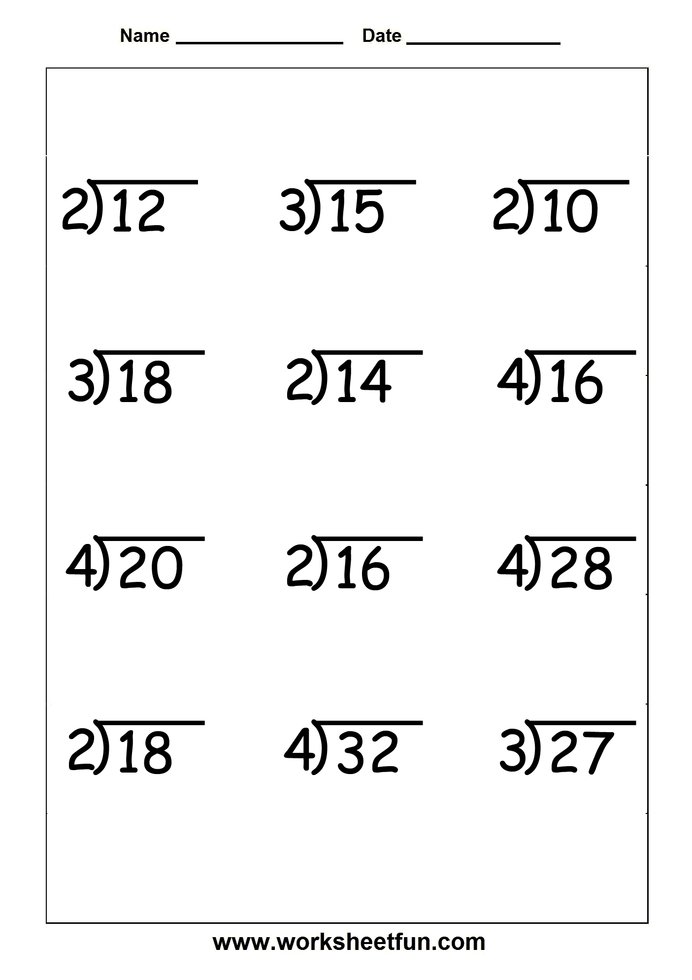 Easy Division Worksheets Printable