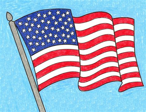 Easy How To Draw A Flag Tutorial Video And Flag Coloring Page