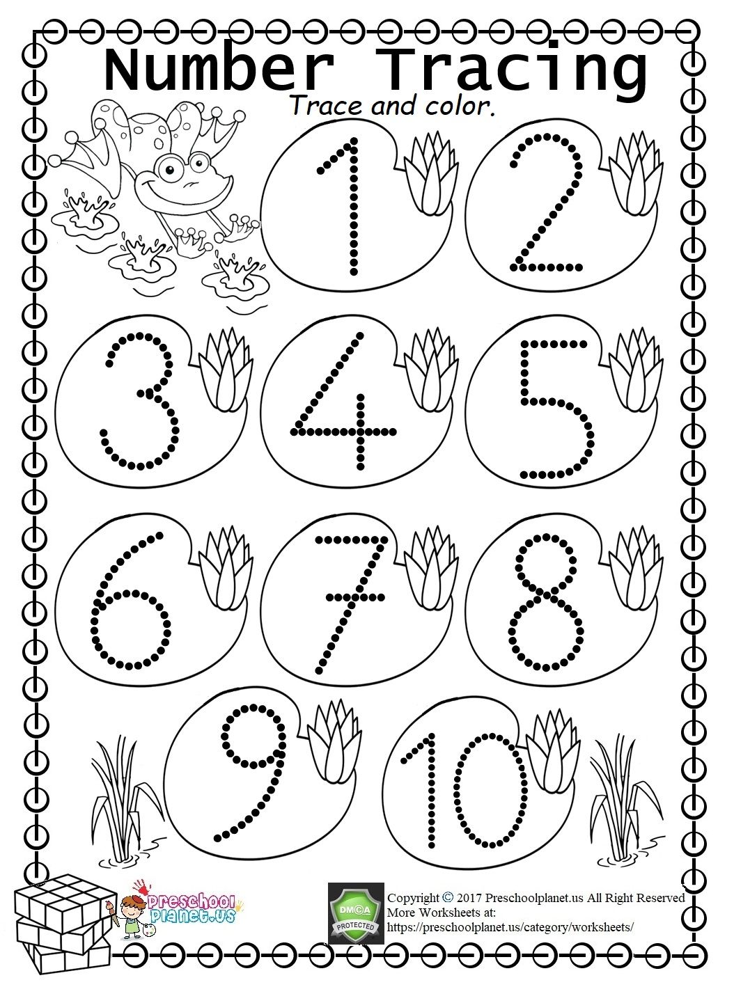 Easy Number Trace Worksheet 1 10 Number Tracing Numbers