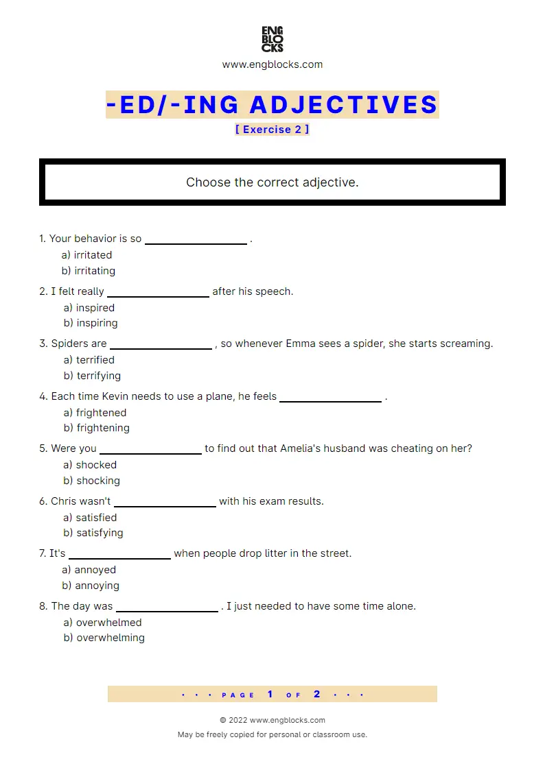 Ed and Ing Worksheets for Better Grammar Practice