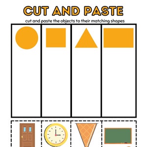 Editable Cut And Paste Shapes Activity Worksheet For Etsy