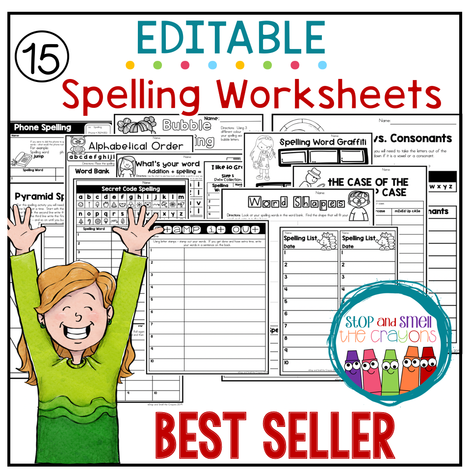 Editable Spelling Worksheets Stop And Smell The Crayons