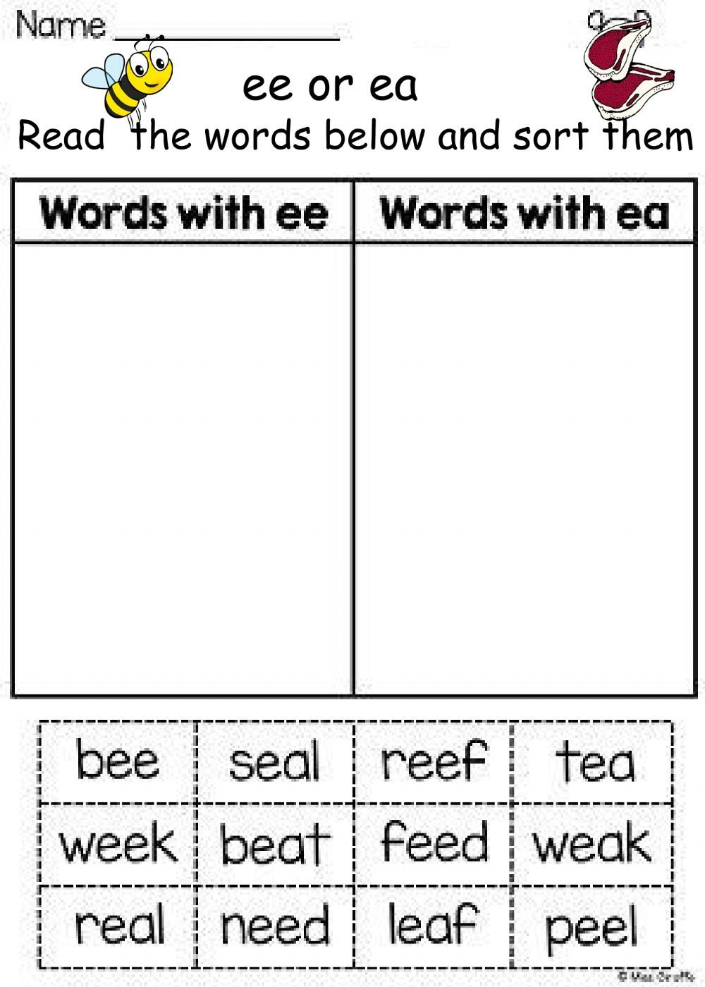 Ee And Ea Worksheets And Flashcards Ee And Ea Phonics