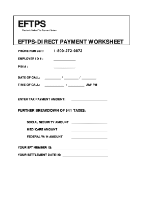 Eftps Direct Payment Worksheet Fill Online Printable Fillable