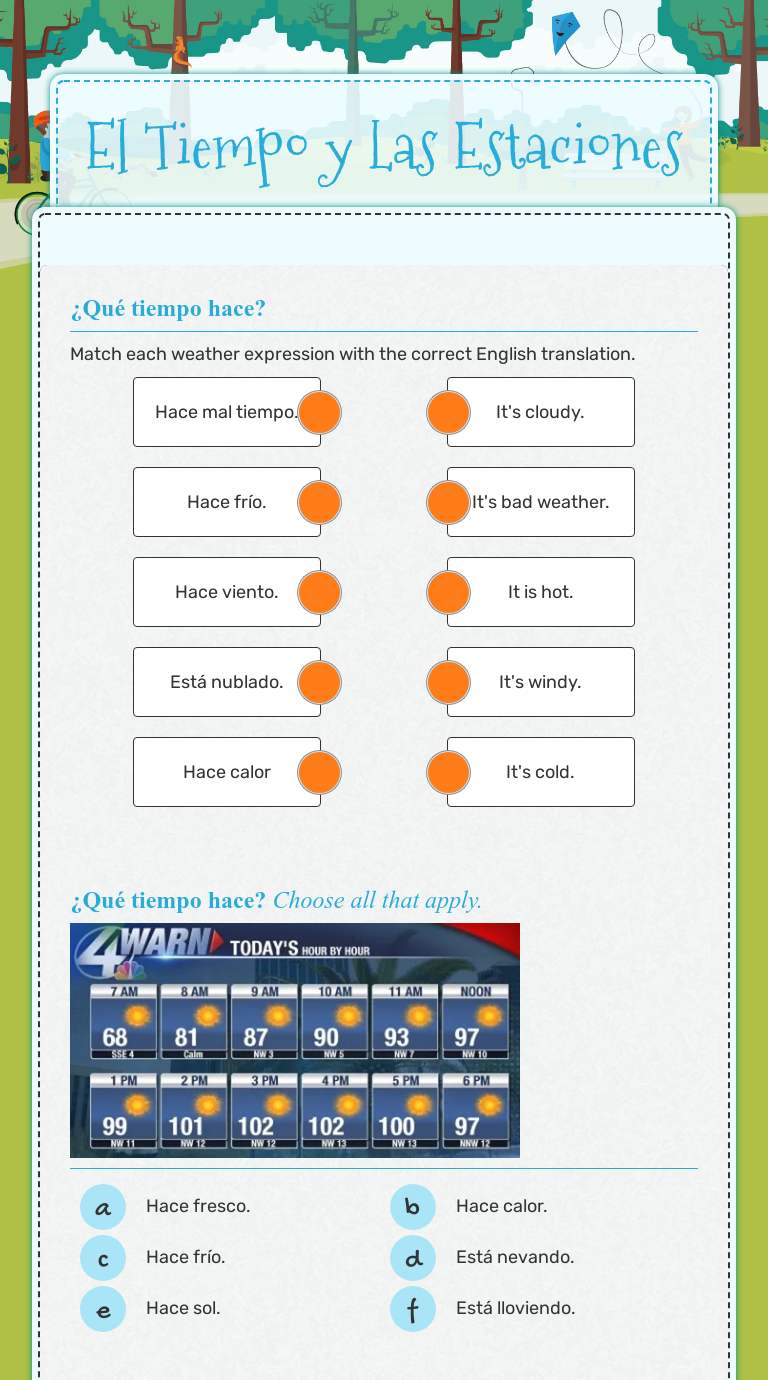 El Tiempo Y Las Estaciones Interactive Worksheet By Mackenzie Eicher