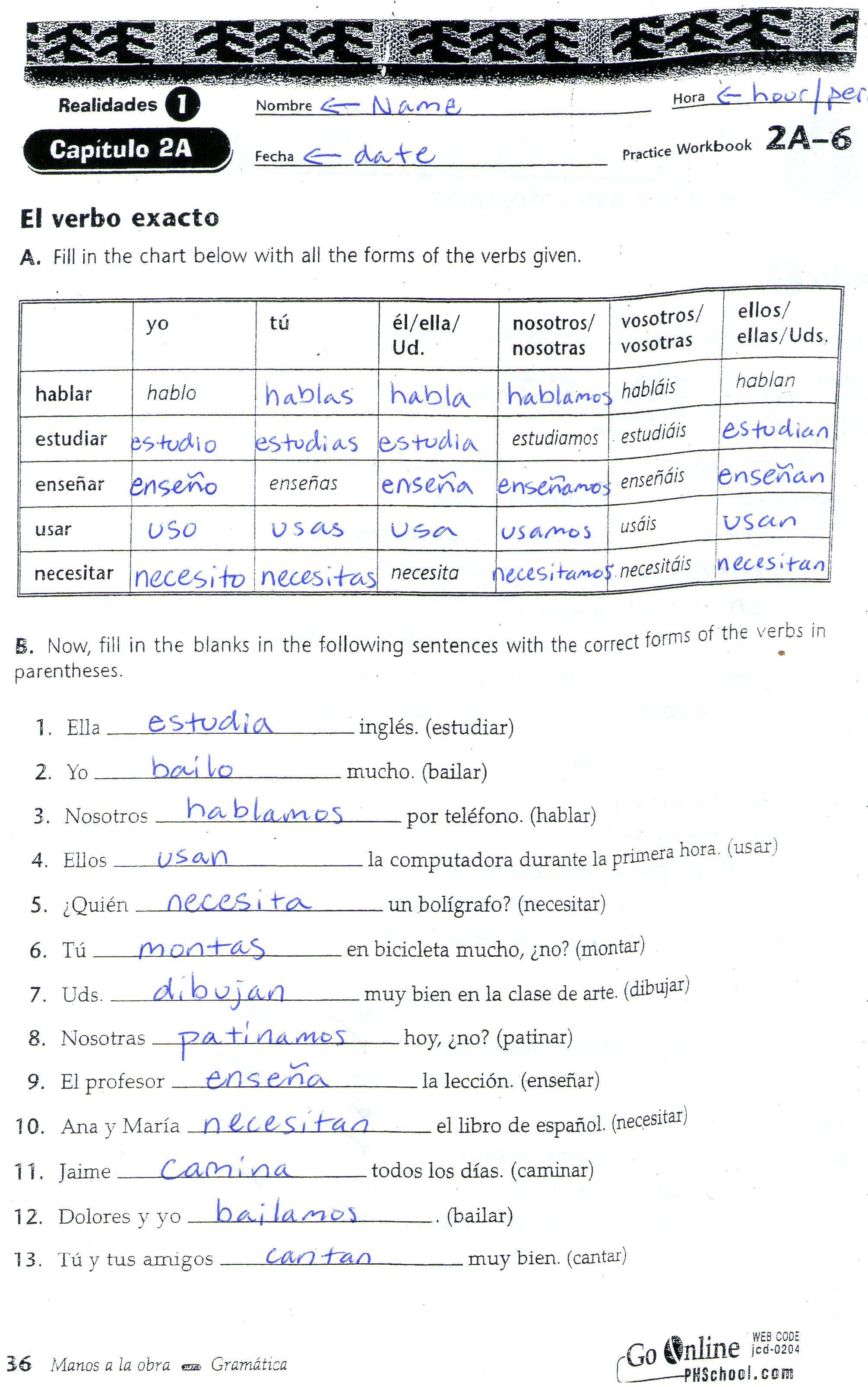 El Verbo Exacto Worksheet Answers Printable Word Searches