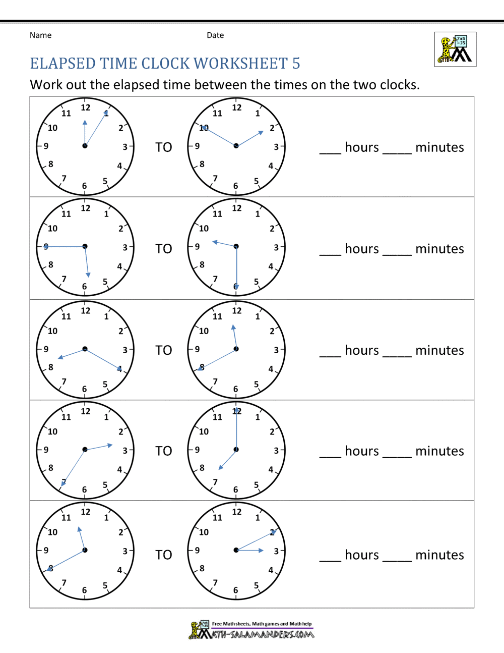 Elapsed Time Grade 5 Worksheets