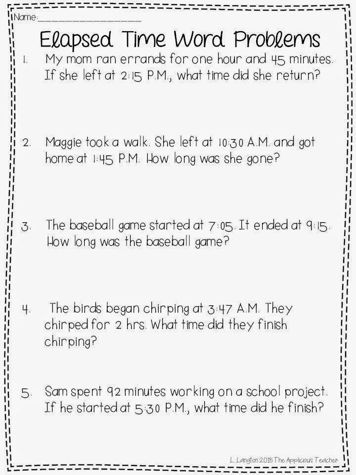 Elapsed Time Word Problem 1 Primarylearning Org