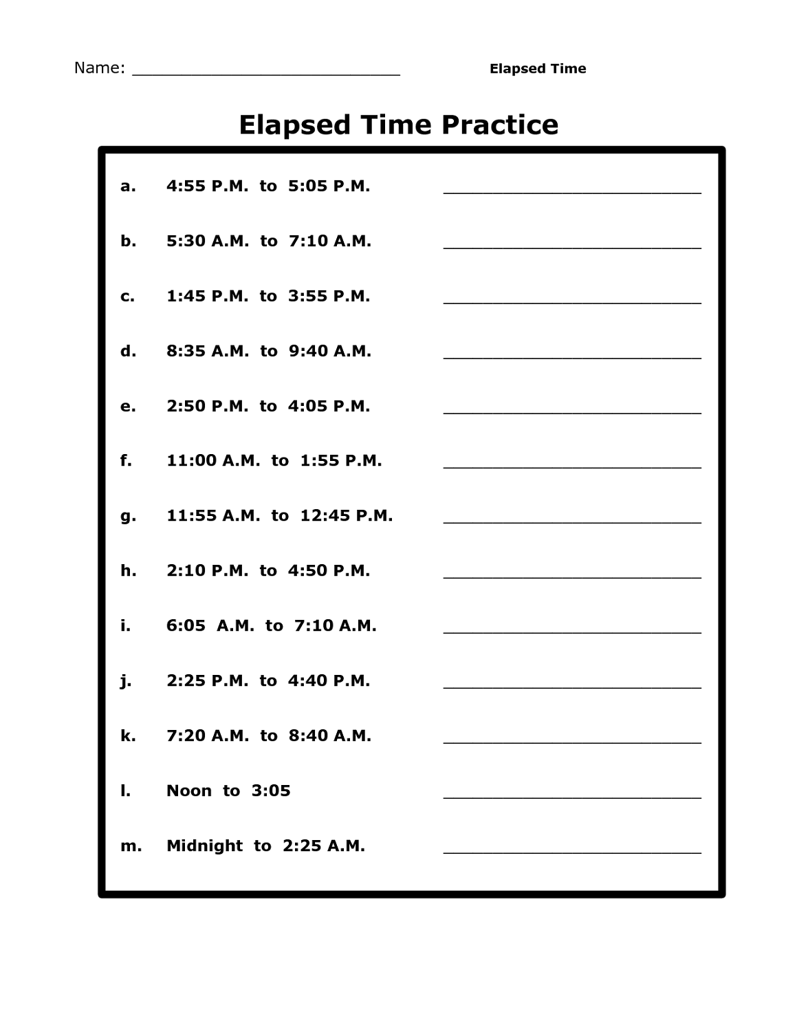 Elapsed Time Worksheets Easy Peasy Learners