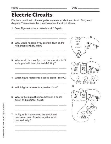 Electric Circuits Printable Worksheets Tedy Printable Activities