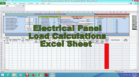 Electrical Load Calculator Excel Spreadsheet